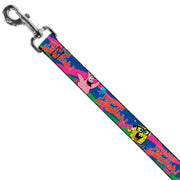 Dog Leash - Nerd SpongeBob & Patrick Starfish Running JUMPIN' JELLYFISH! Multi Color/Red