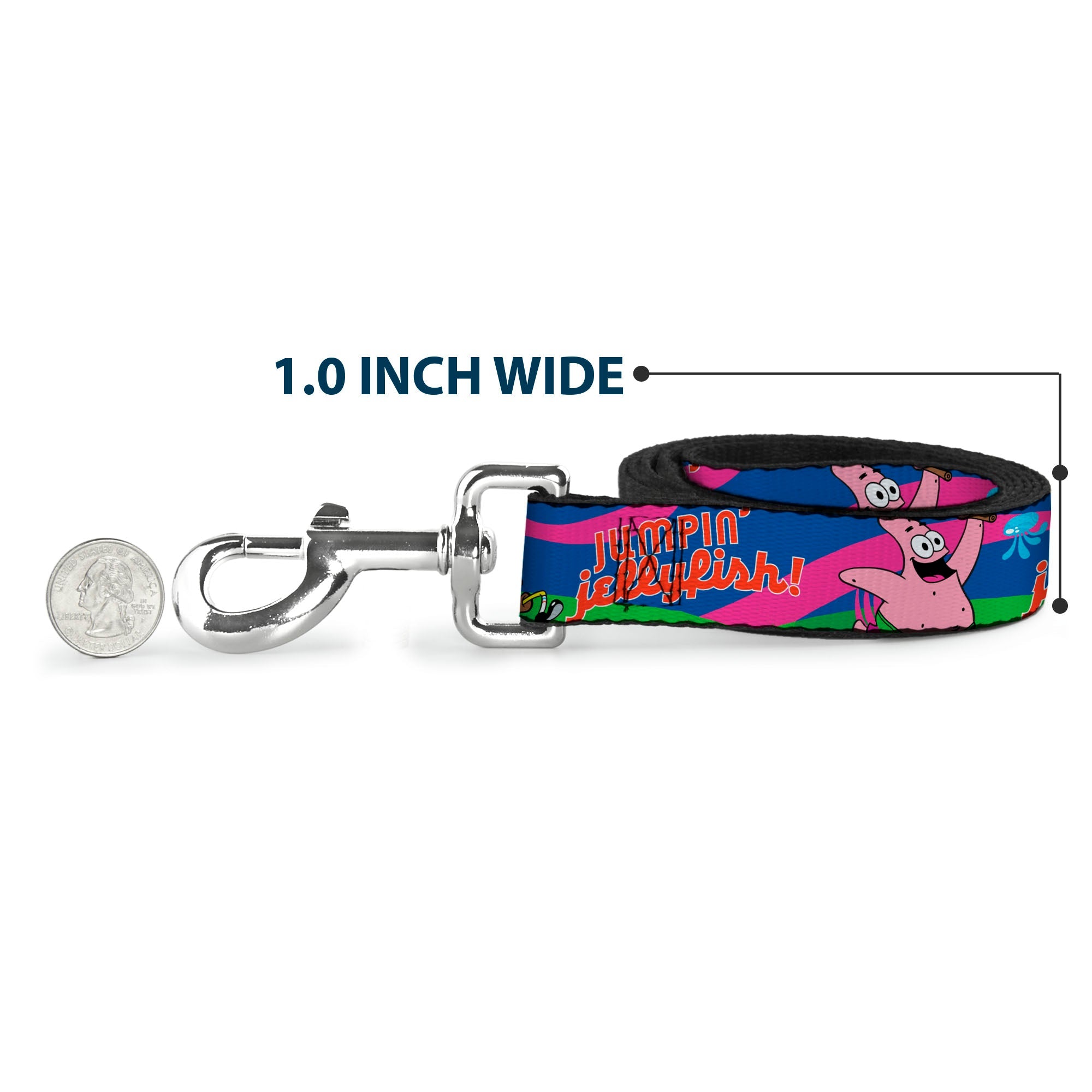Dog Leash - Nerd SpongeBob & Patrick Starfish Running JUMPIN' JELLYFISH! Multi Color/Red