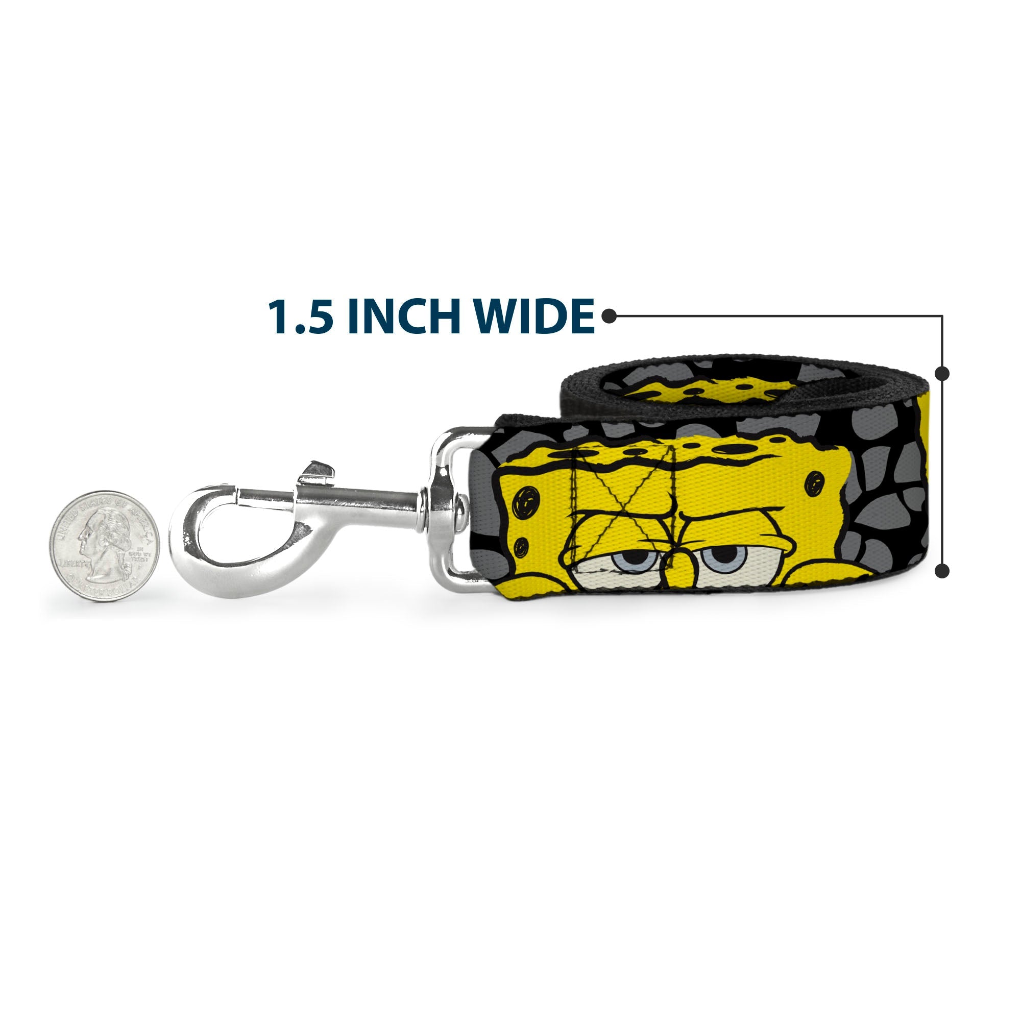 Dog Leash - SpongeBob 4-CLOSE-UP Expressions/Crackle Black/Gray/Yellow