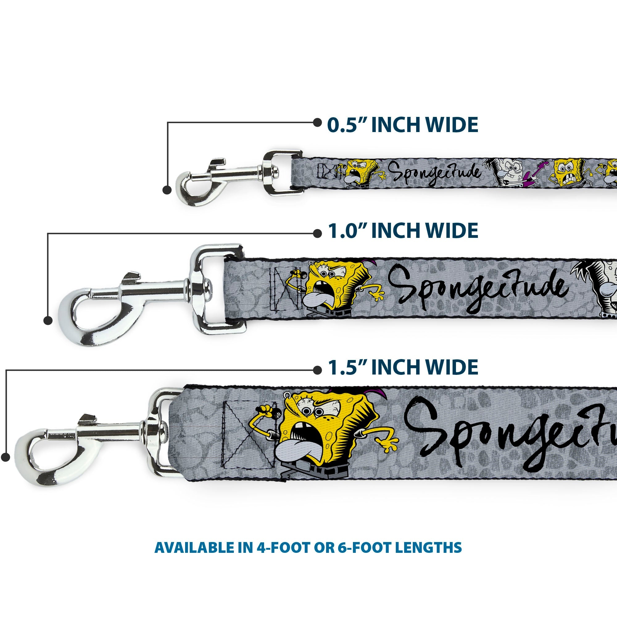 Dog Leash - SpongeBob 3-Poses SPONGEITUDE Grays/Black
