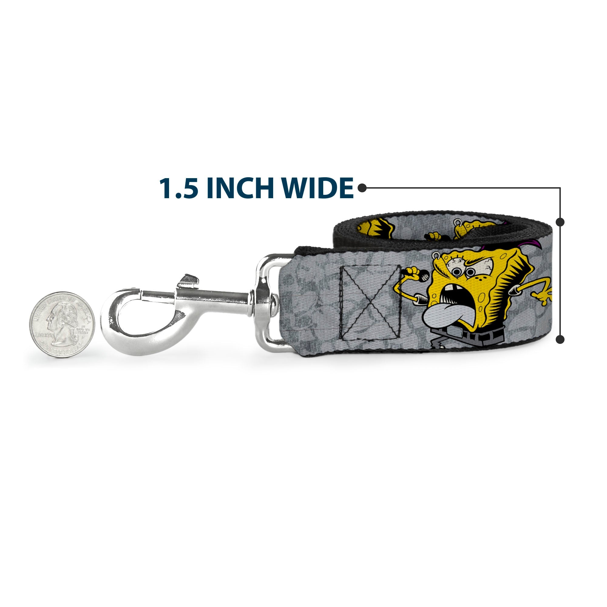 Dog Leash - SpongeBob 3-Poses SPONGEITUDE Grays/Black