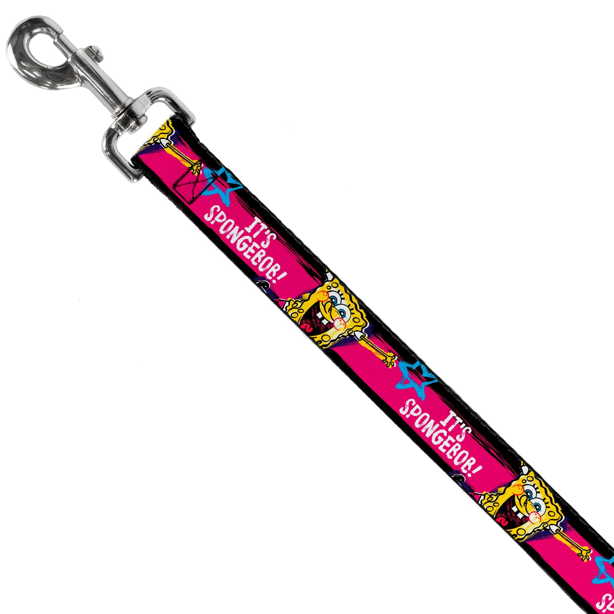 Dog Leash - SpongeBob Pose IT'S SPONGEBOB! Stripe Black/Pink/Blue/White