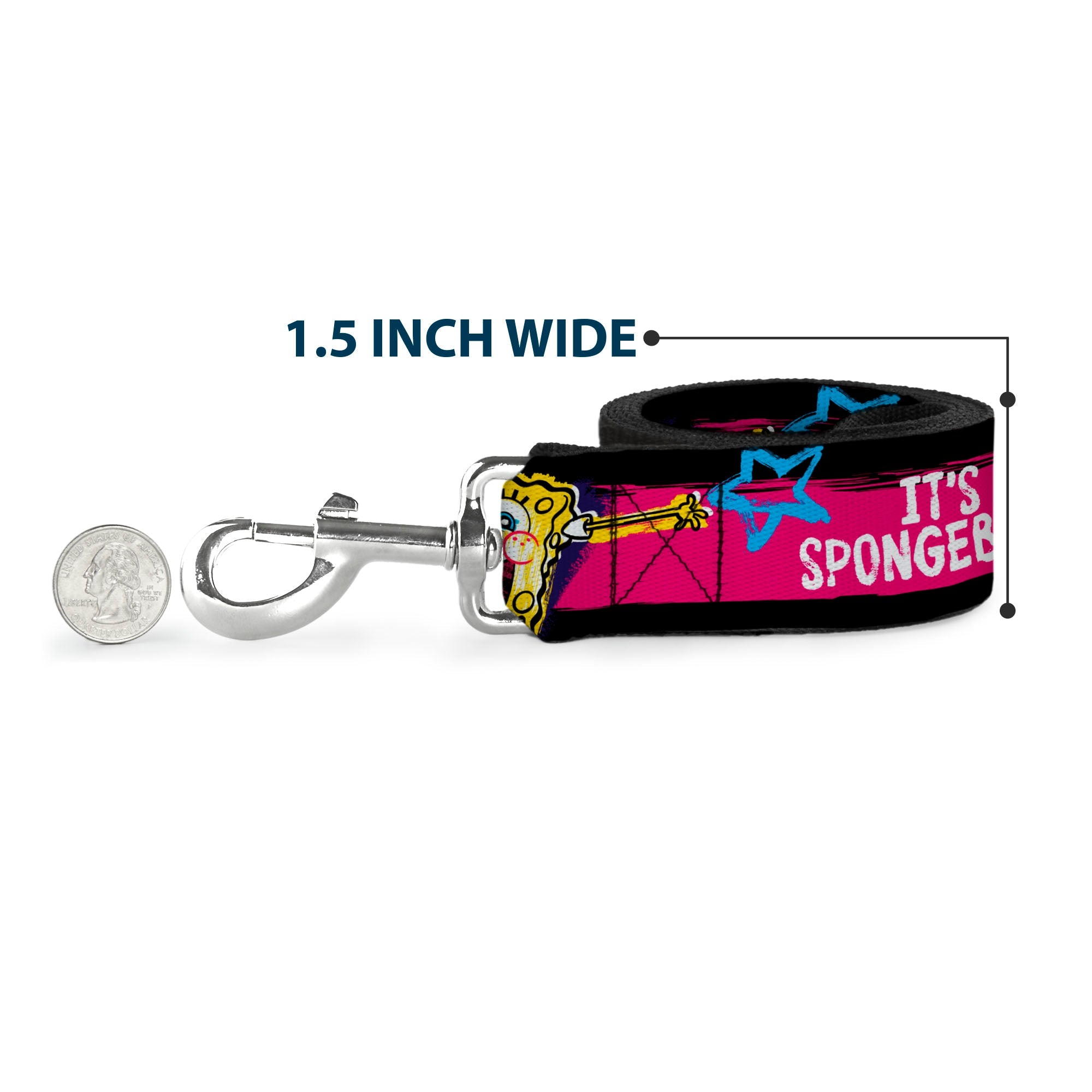 Dog Leash - SpongeBob Pose IT'S SPONGEBOB! Stripe Black/Pink/Blue/White