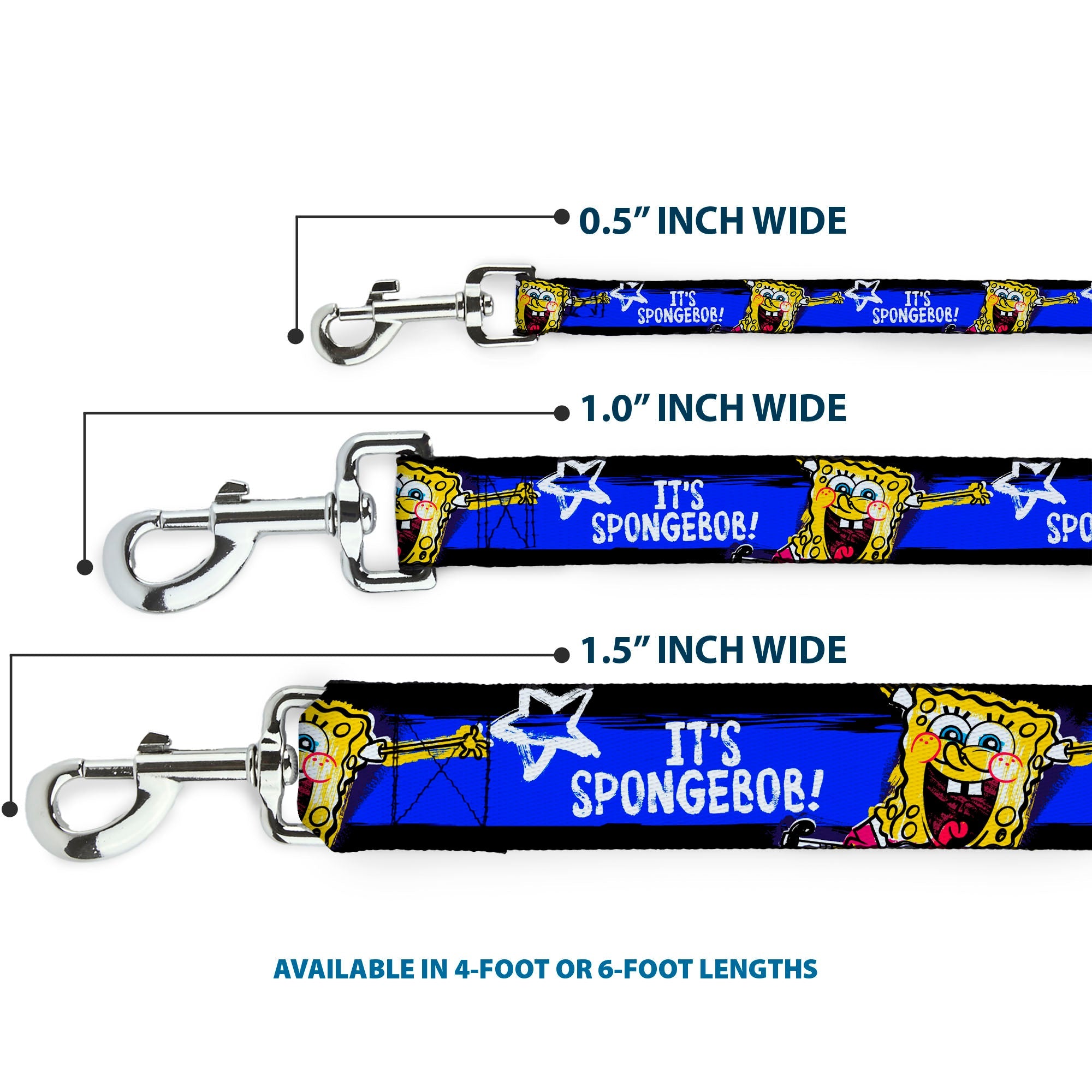 Dog Leash - SpongeBob Pose IT'S SPONGEBOB! Stripe Black/Blue/White