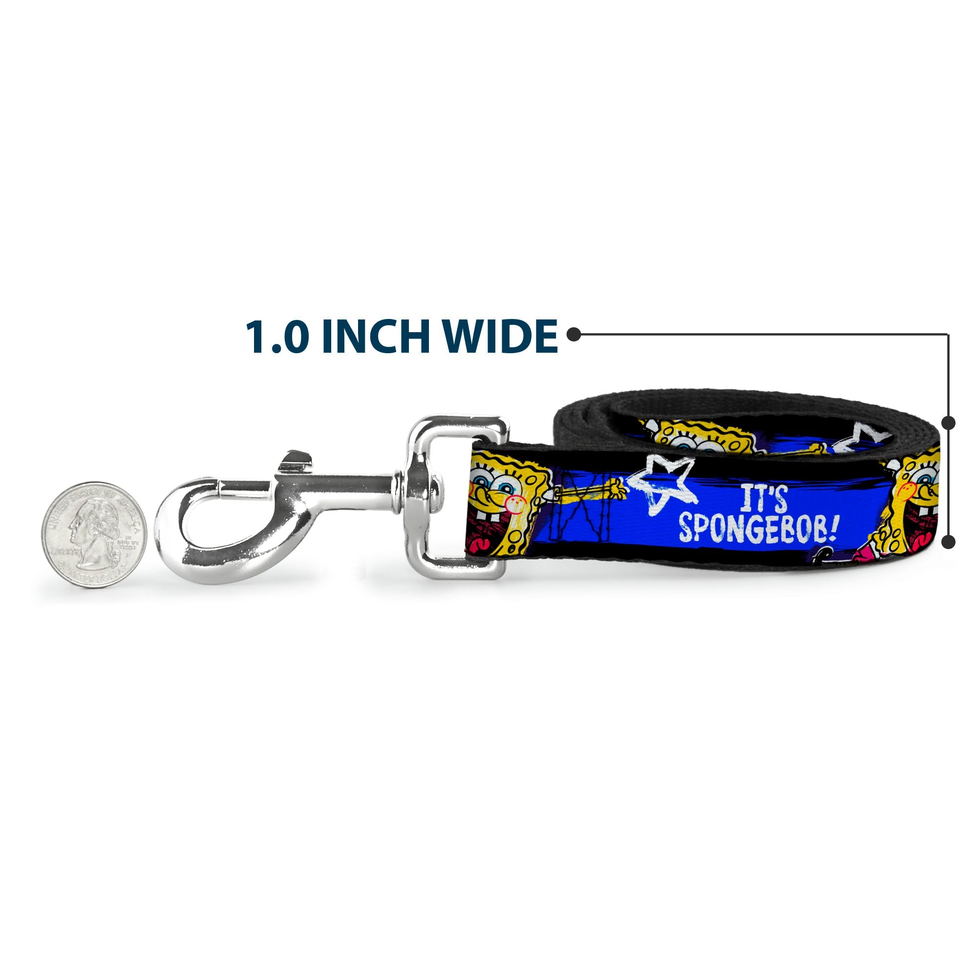 Dog Leash - SpongeBob Pose IT'S SPONGEBOB! Stripe Black/Blue/White