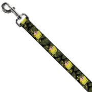 Dog Leash - Primitive Sponge Pose/Leaves Black/Green