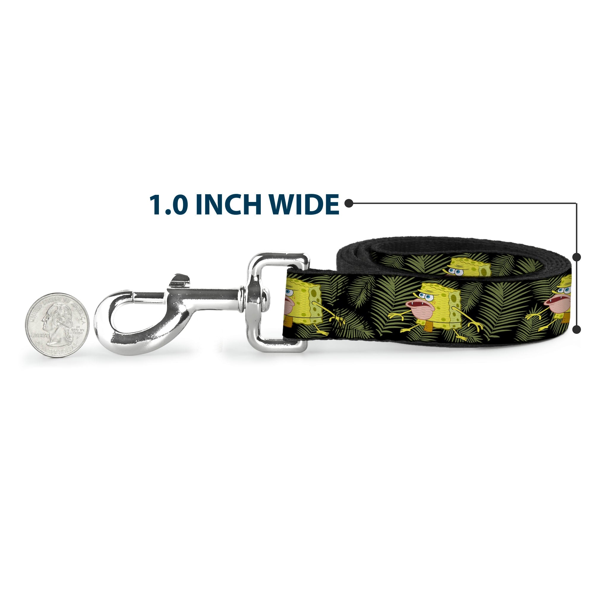 Dog Leash - Primitive Sponge Pose/Leaves Black/Green