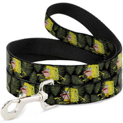Dog Leash - Primitive Sponge Pose/Leaves Black/Green