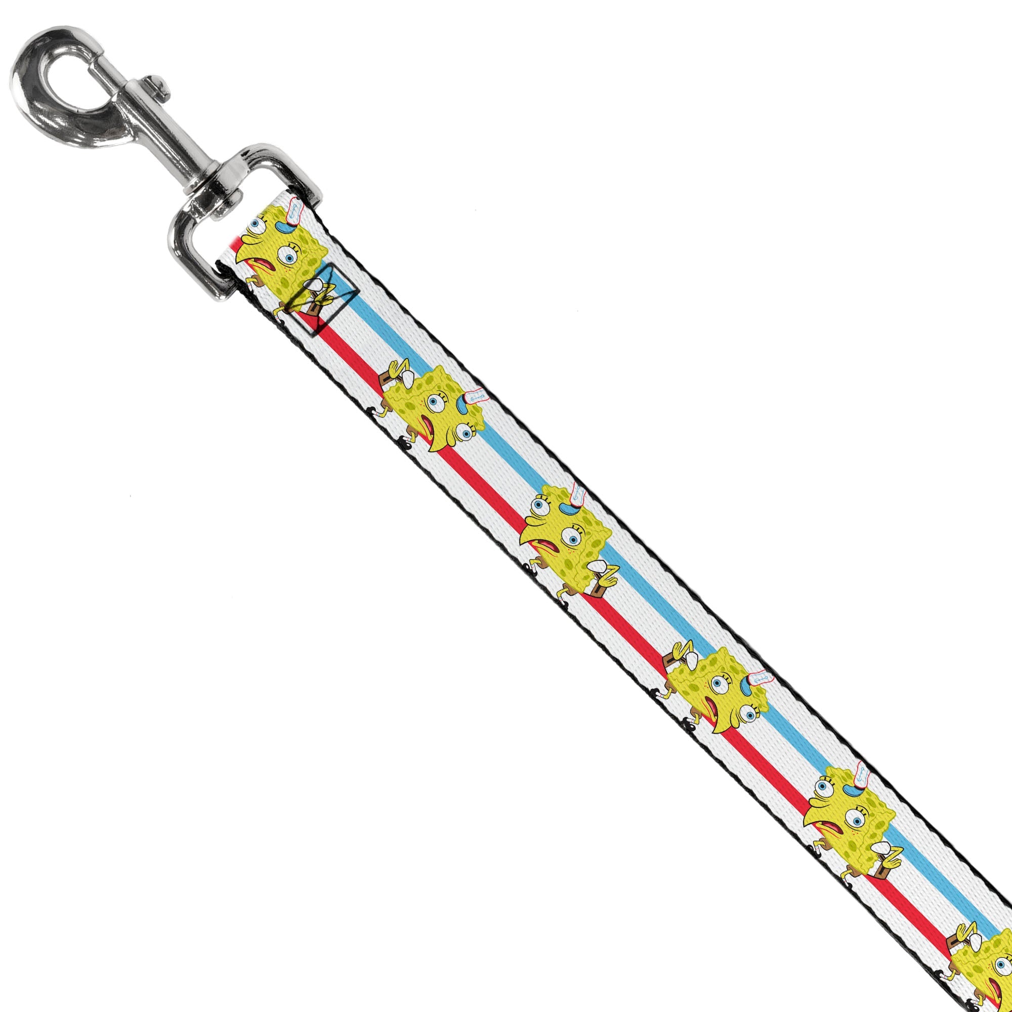 Dog Leash - Mocking SpongeBob Pose Stripe White/Blue/Red