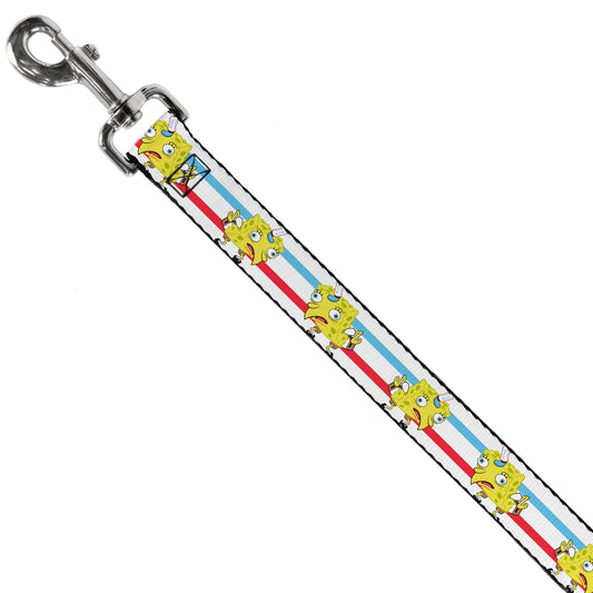 Dog Leash - Mocking SpongeBob Pose Stripe White/Blue/Red