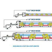 Dog Leash - Mocking SpongeBob Pose Stripe White/Blue/Red