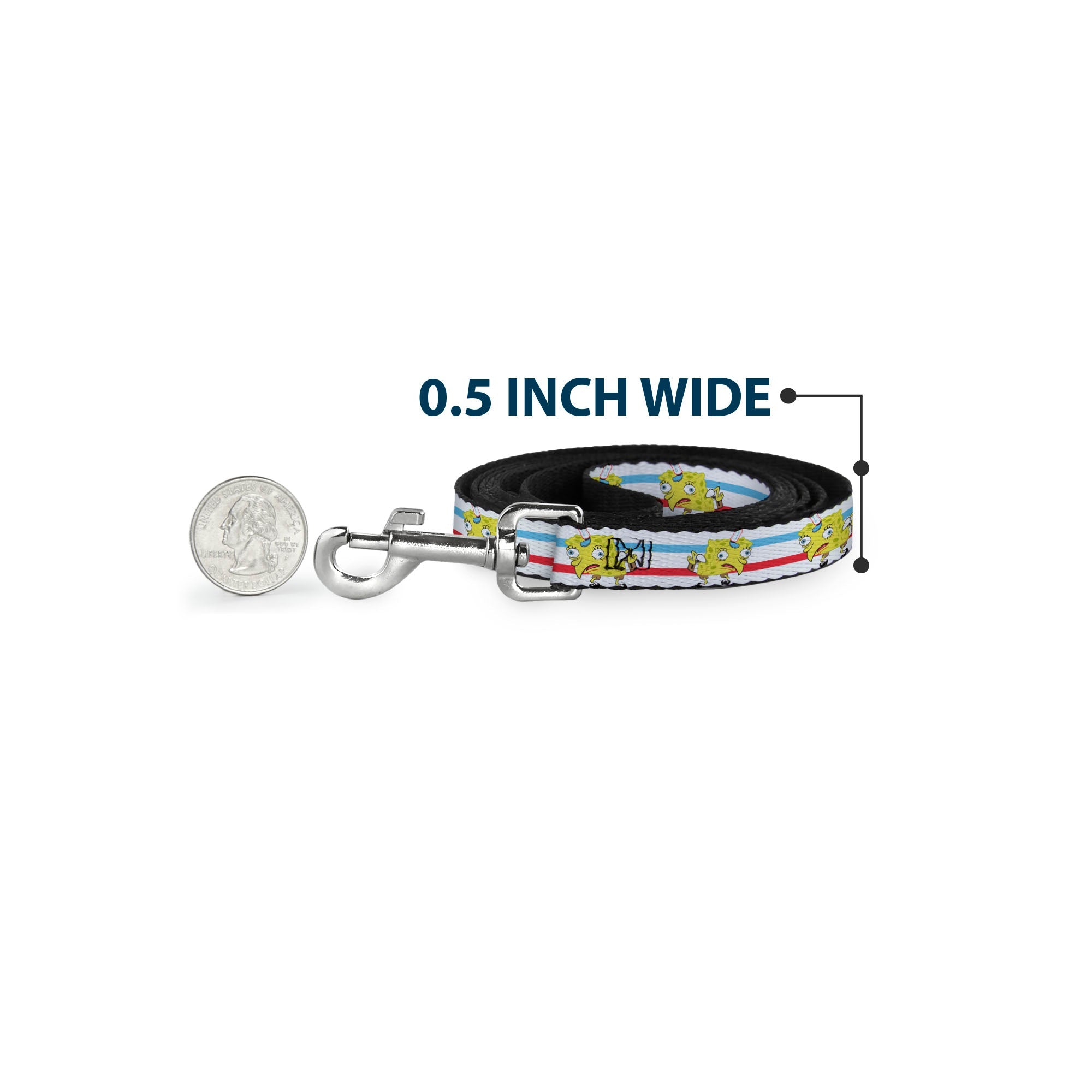Dog Leash - Mocking SpongeBob Pose Stripe White/Blue/Red