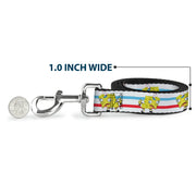 Dog Leash - Mocking SpongeBob Pose Stripe White/Blue/Red