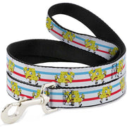 Dog Leash - Mocking SpongeBob Pose Stripe White/Blue/Red
