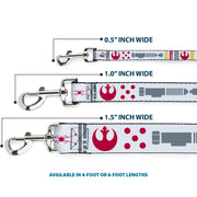 Dog Leash - Star Wars REBEL PILOT Rebel Alliance Insignia/Lightsaber/X-Wing Fighter White/Red/Yellow/Gray