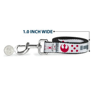 Dog Leash - Star Wars REBEL PILOT Rebel Alliance Insignia/Lightsaber/X-Wing Fighter White/Red/Yellow/Gray