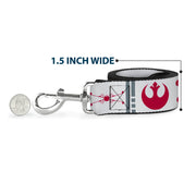 Dog Leash - Star Wars REBEL PILOT Rebel Alliance Insignia/Lightsaber/X-Wing Fighter White/Red/Yellow/Gray