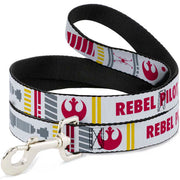 Dog Leash - Star Wars REBEL PILOT Rebel Alliance Insignia/Lightsaber/X-Wing Fighter White/Red/Yellow/Gray
