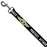 Dog Leash - Star Wars The Child Chibi Face PROTECT ATTACK SNACK Black/White