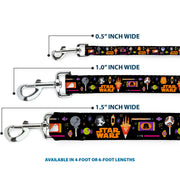 Dog Leash - Star Wars Festive Candy Icons Collage Black/Multi Color