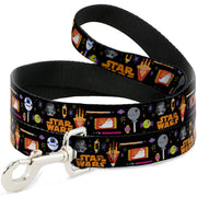 Dog Leash - Star Wars Festive Candy Icons Collage Black/Multi Color