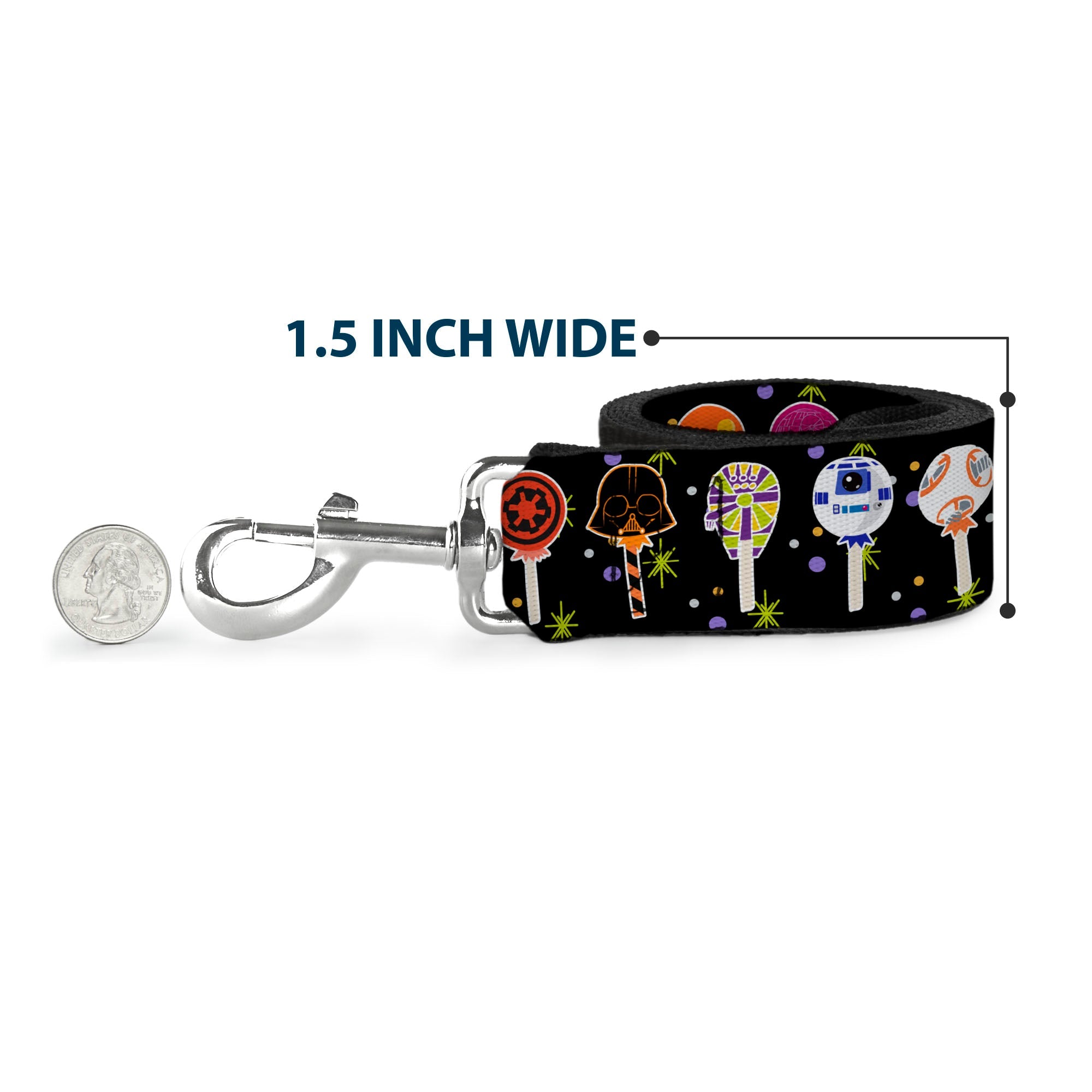 Dog Leash - Star Wars Festive Lollipop Icons Black/Multi Color