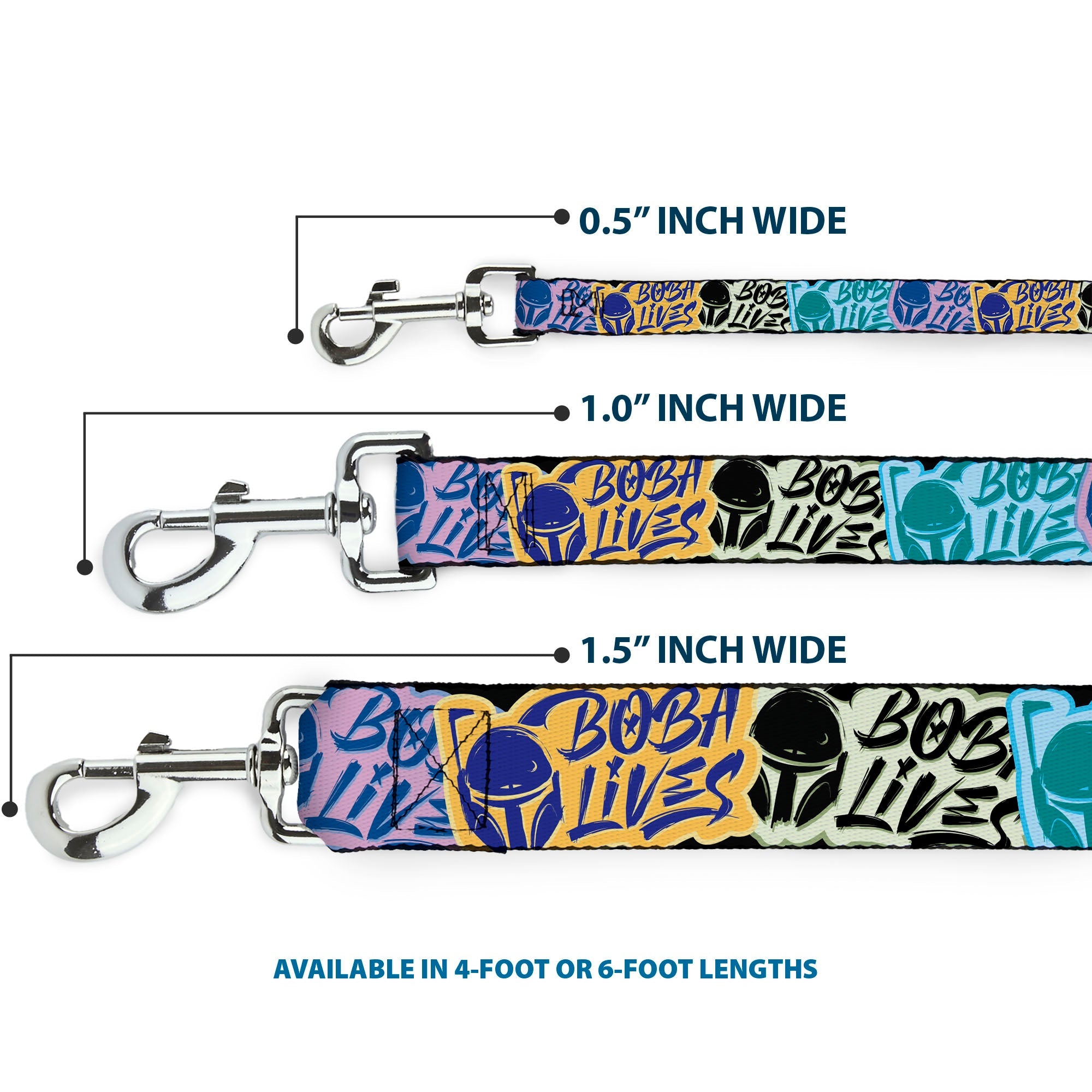 Dog Leash - Boba Fett BOBA LIVES Graffiti Stacked Multi Color