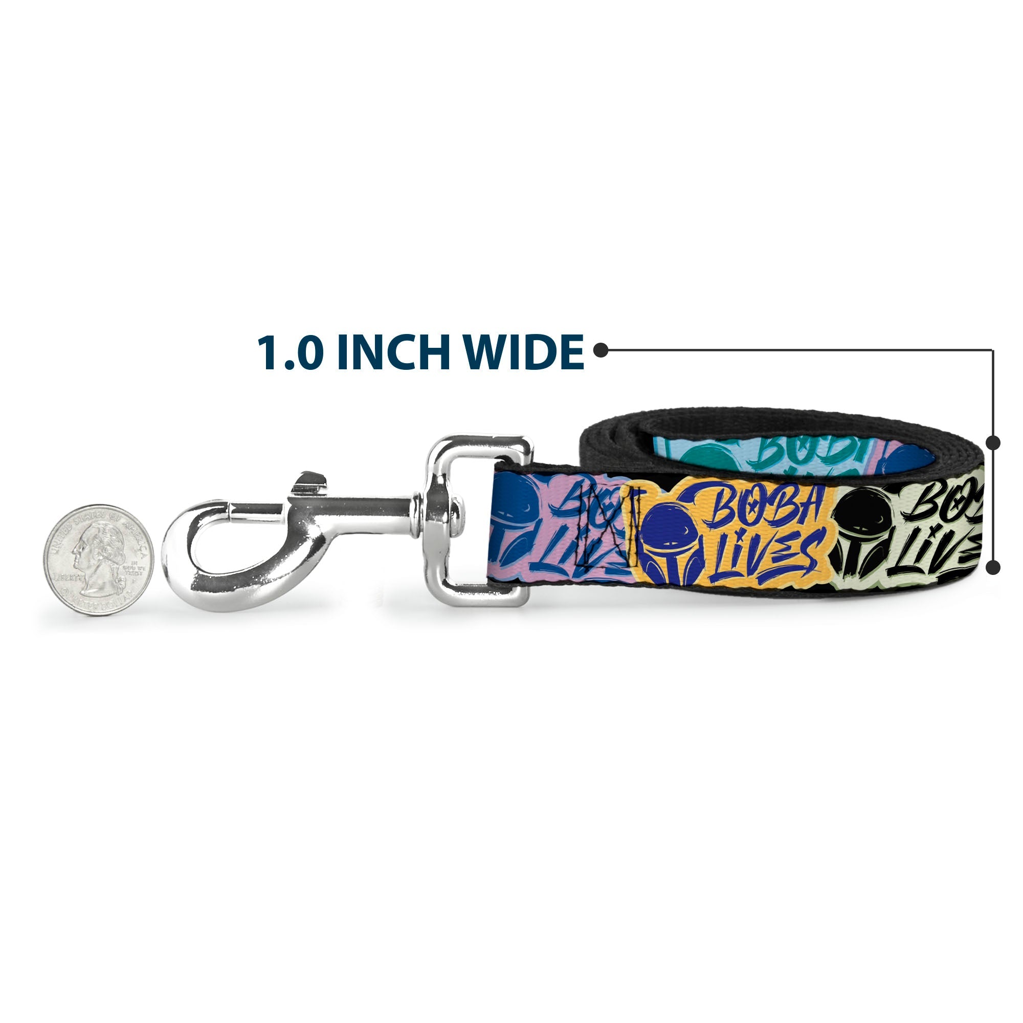 Dog Leash - Boba Fett BOBA LIVES Graffiti Stacked Multi Color
