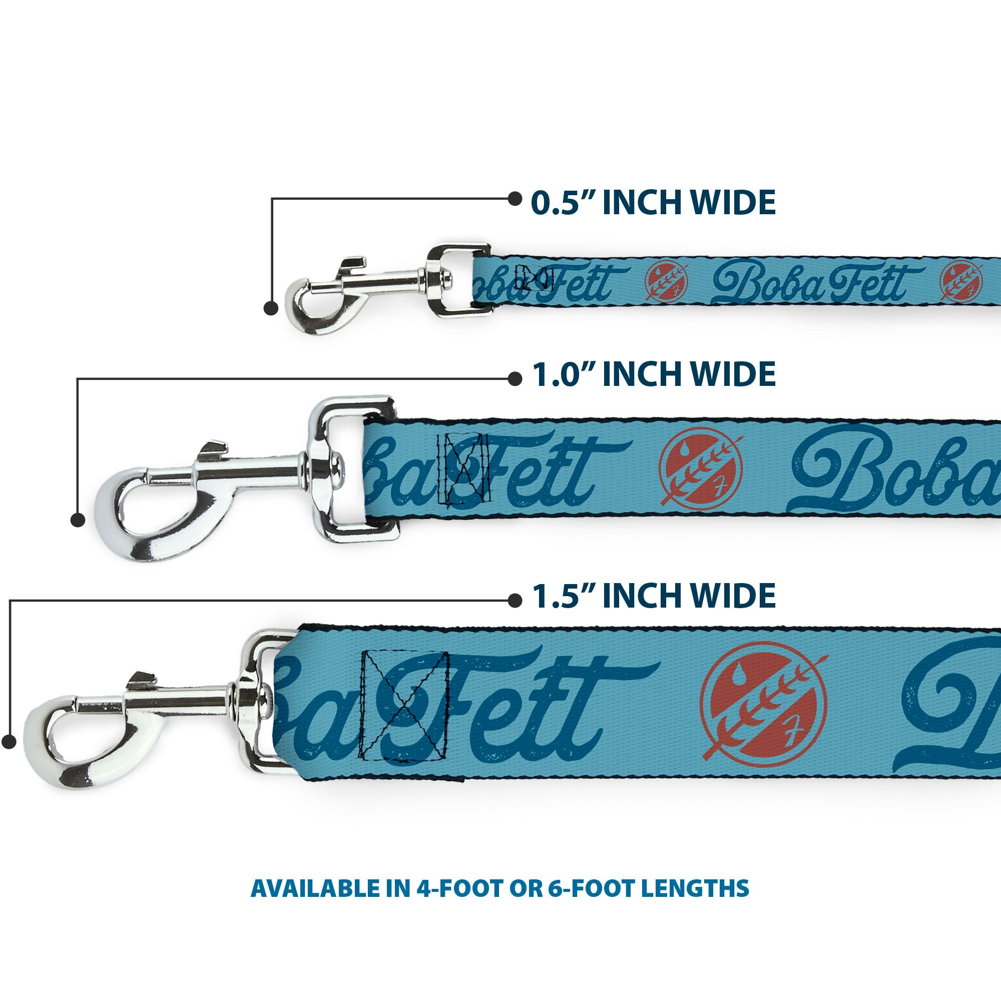 Dog Leash - Star Wars BOBA FETT Script and Logo Blues/Red