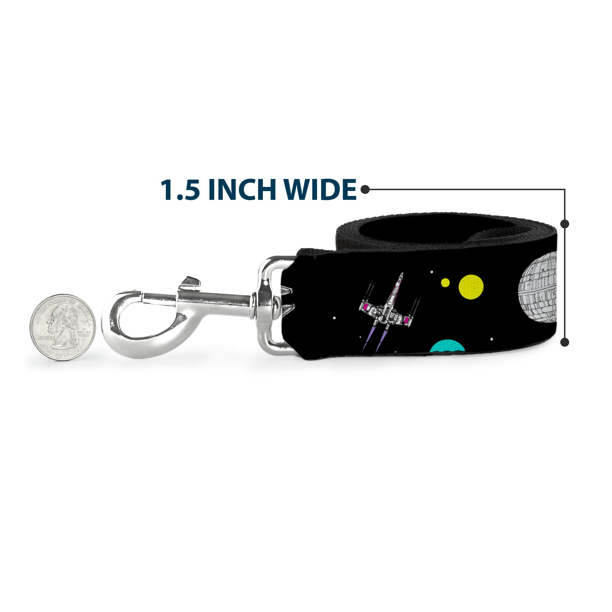 Dog Leash - Star Wars Death Star Millennium Falcon and X-Wing Fighter in Space Black