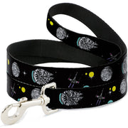 Dog Leash - Star Wars Death Star Millennium Falcon and X-Wing Fighter in Space Black