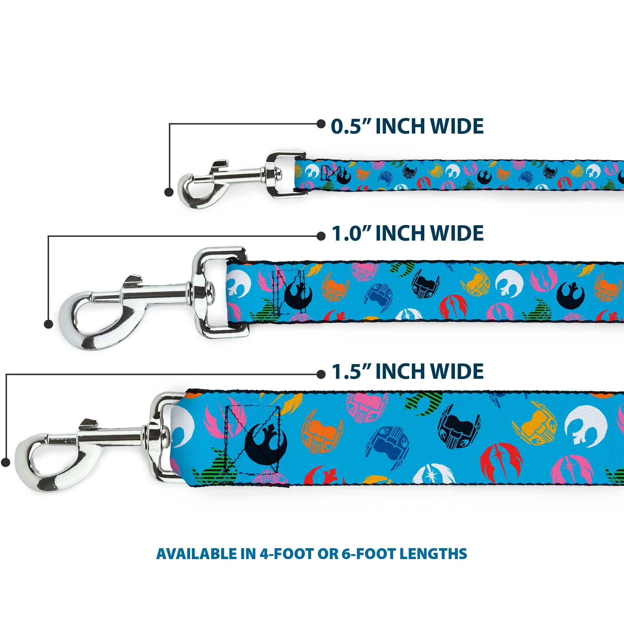 Dog Leash - Star Wars Jedi Order and Rebel Alliance Icons Scattered Blue/Multi Color