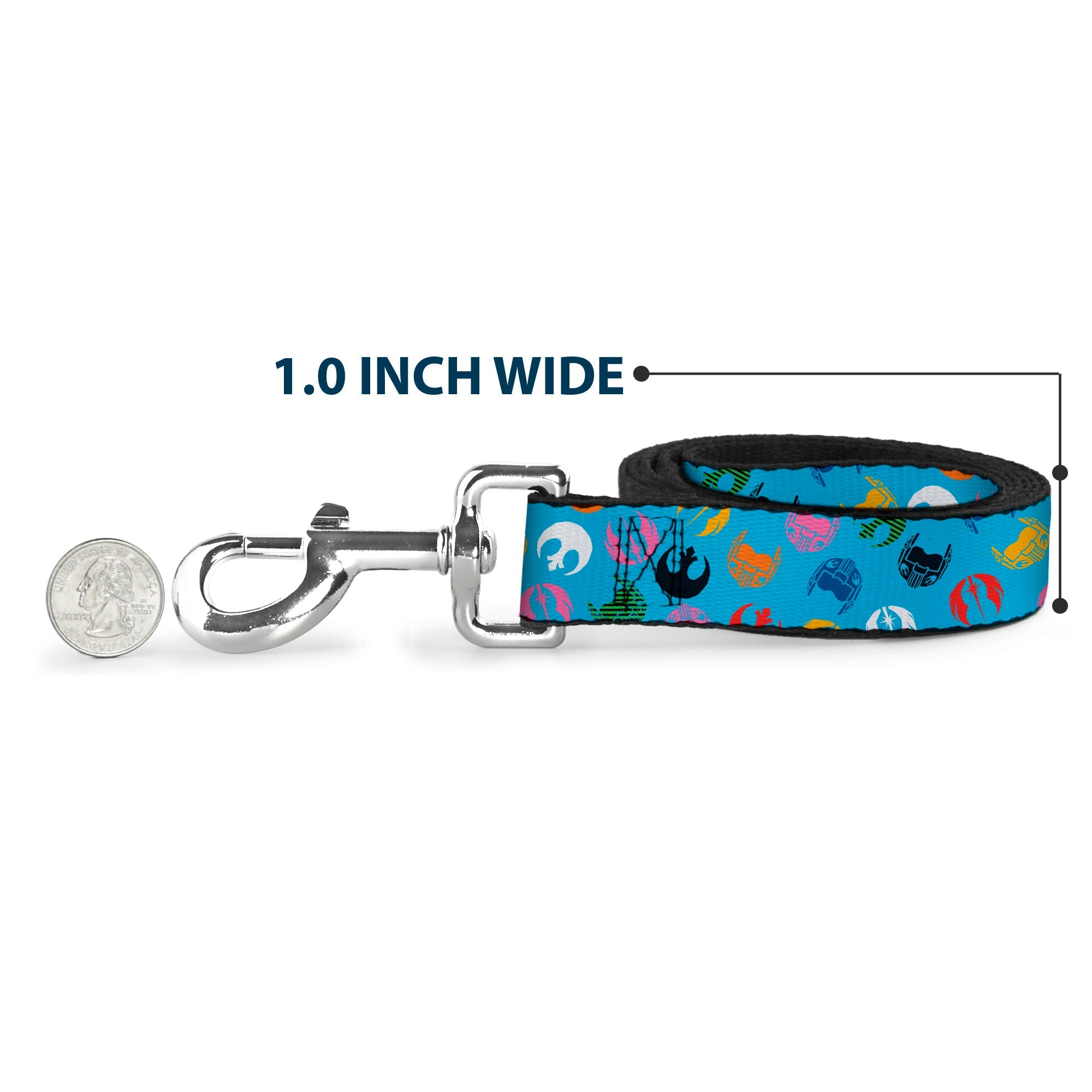 Dog Leash - Star Wars Jedi Order and Rebel Alliance Icons Scattered Blue/Multi Color
