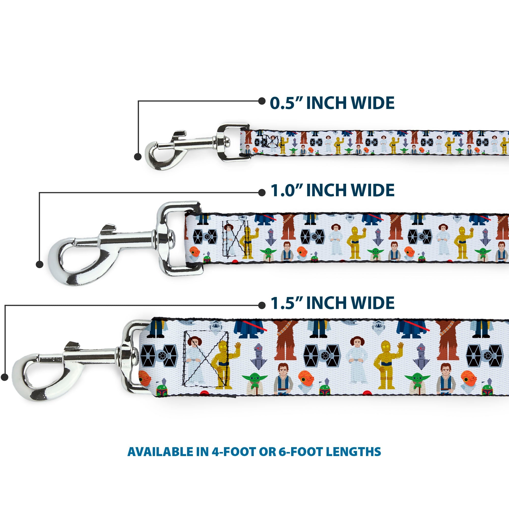 Dog Leash - Star Wars Classic Characters and Icons Collage White
