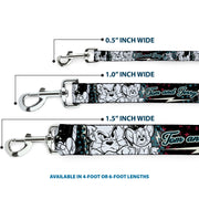 Dog Leash - TOM & JERRY Face & Pose Sketch Black/White/Red/Blue