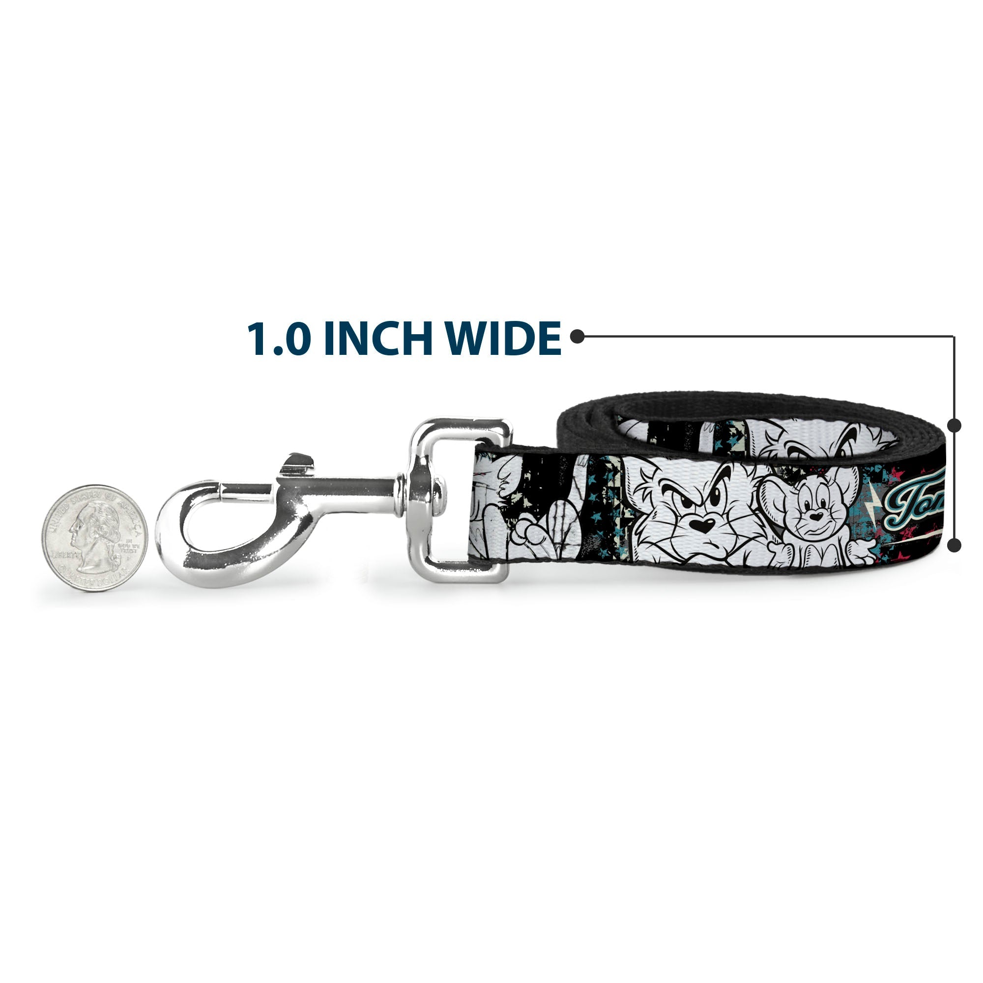 Dog Leash - TOM & JERRY Face & Pose Sketch Black/White/Red/Blue