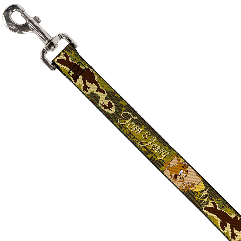 Dog Leash - TOM & JERRY Tom Chasing Jerry Houndstooth Browns