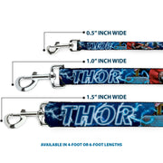 Dog Leash - Avengers THOR Hammer/Action Pose Galaxy Blues/White