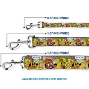 Dog Leash - THIS IS FINE Question Hound Cafe Fire Comic Strip Blocks