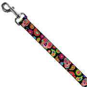 Dog Leash - Bobo Sugar Skull/Paisley Black/Multi Color