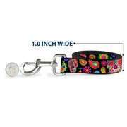 Dog Leash - Bobo Sugar Skull/Paisley Black/Multi Color