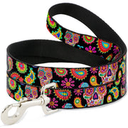 Dog Leash - Bobo Sugar Skull/Paisley Black/Multi Color