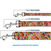 Dog Leash - Dancing Catrinas Collage Multi Color
