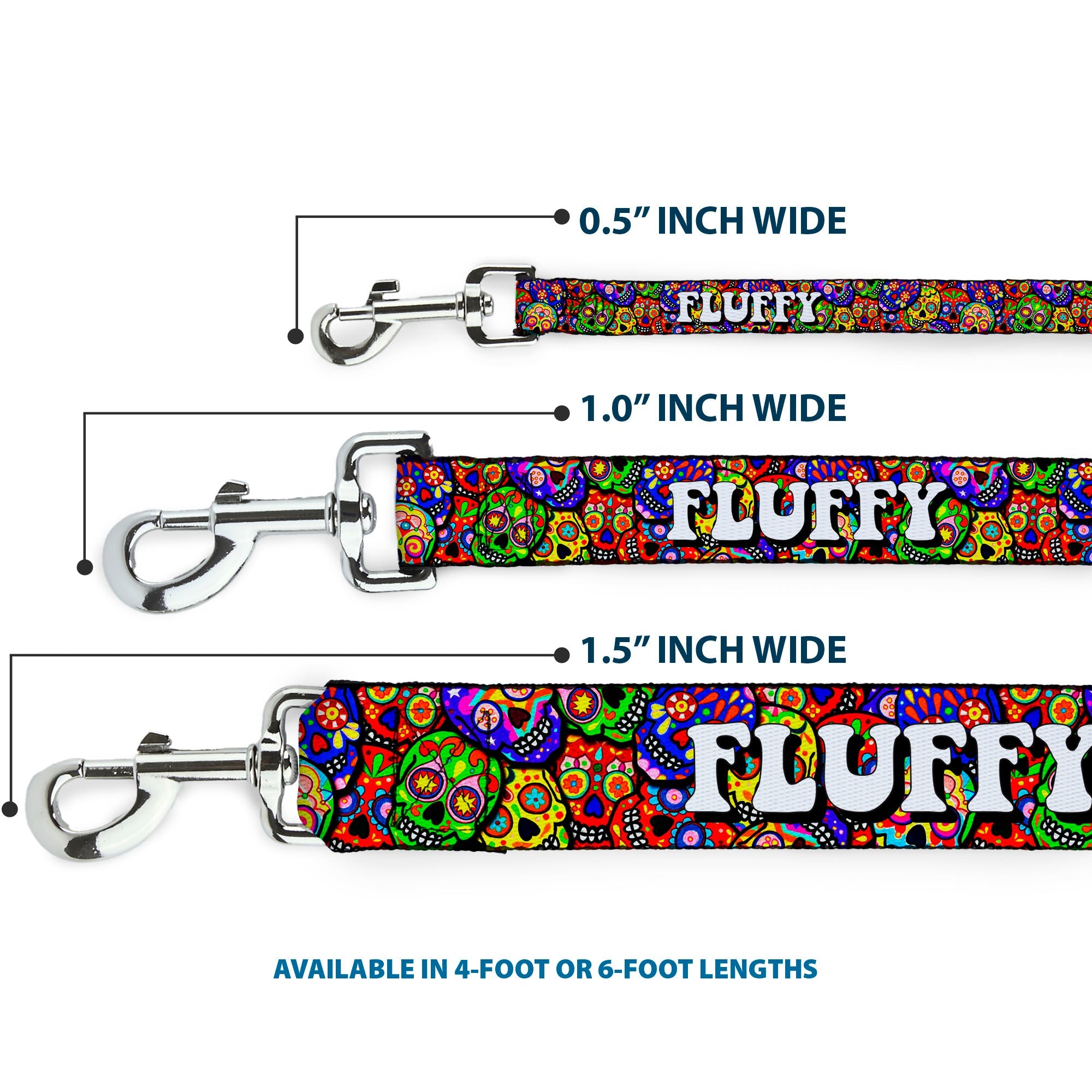 Dog Leash - Colorful Calaveras Stacked Multi Color