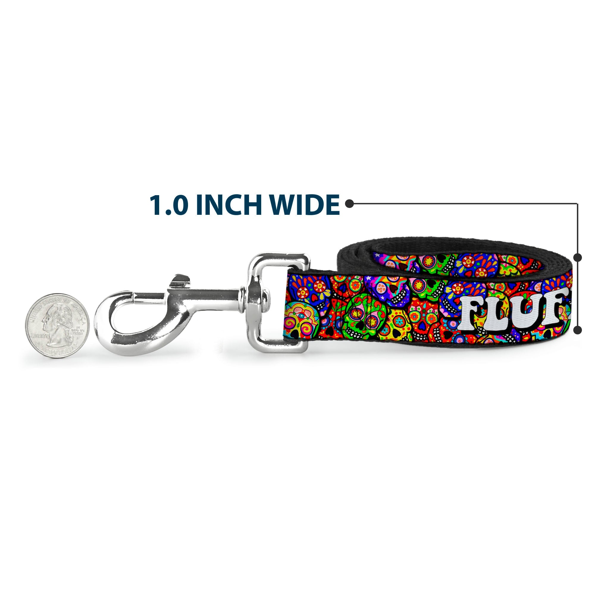 Dog Leash - Colorful Calaveras Stacked Multi Color