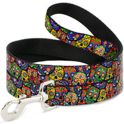 Dog Leash - Colorful Calaveras Stacked Multi Color