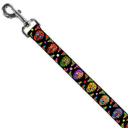 Dog Leash - Colorful Calaveras Black/Multi Color