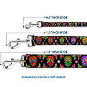 Dog Leash - Colorful Calaveras Black/Multi Color