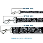 Dog Leash - The Dust of Living II Sugar Skulls Black/White