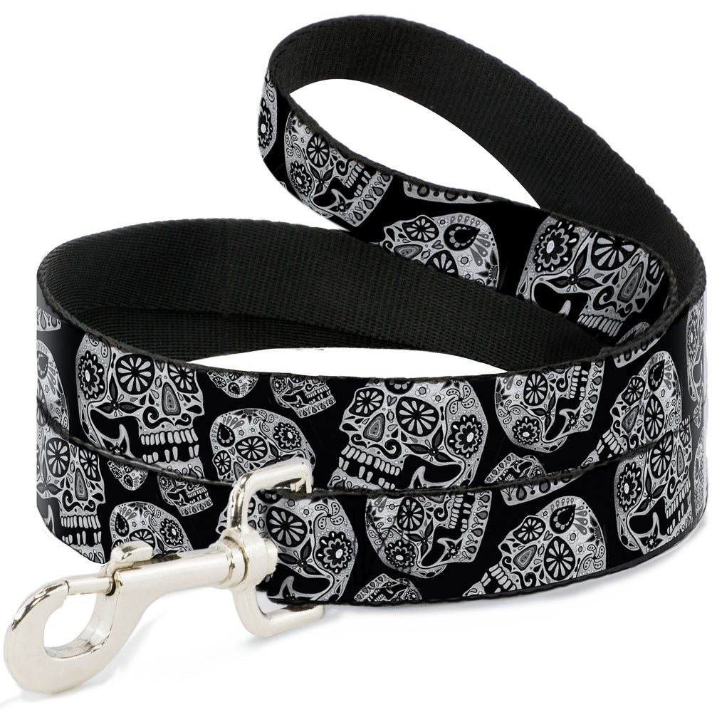 Dog Leash - The Dust of Living II Sugar Skulls Black/White